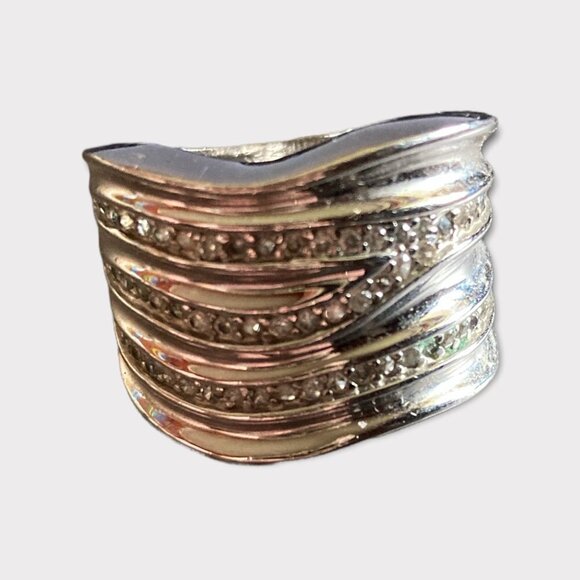 Woman’s Silver Ring Clear Coloured Stones Lia Sophia Excellent Shape sz11 - Picture 1 of 2